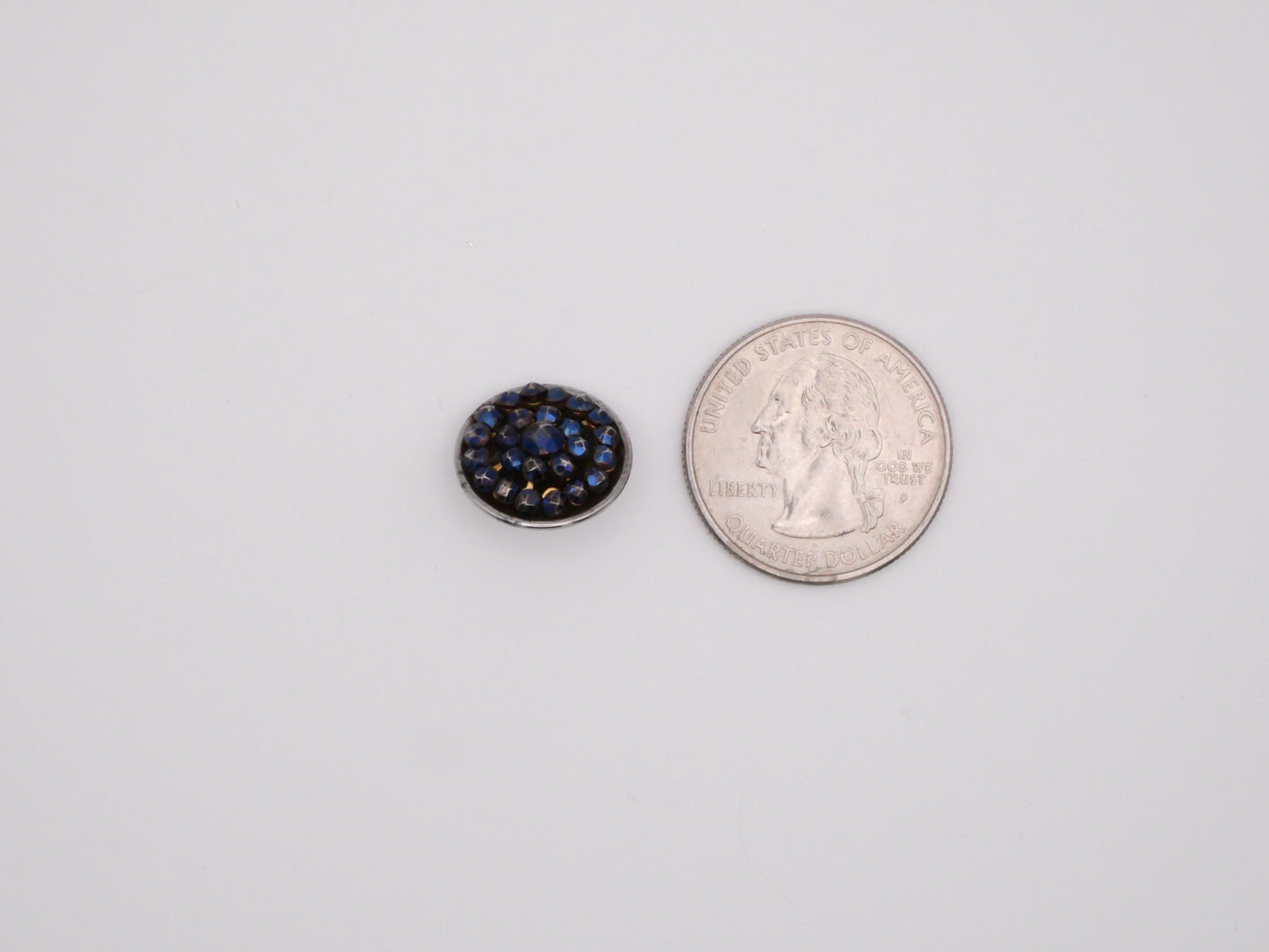 Blue Tint Victorian Steel Cut Buttons 16mm
