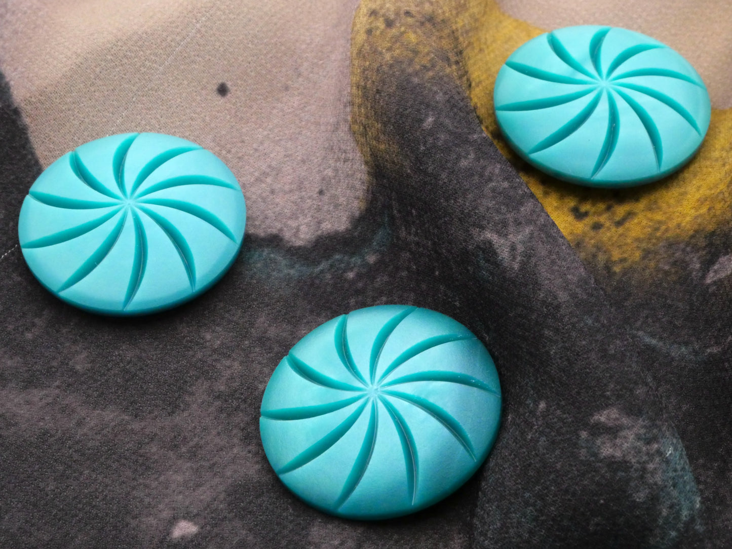 Teal Spiral Galactic Early Plastic Button 27mm