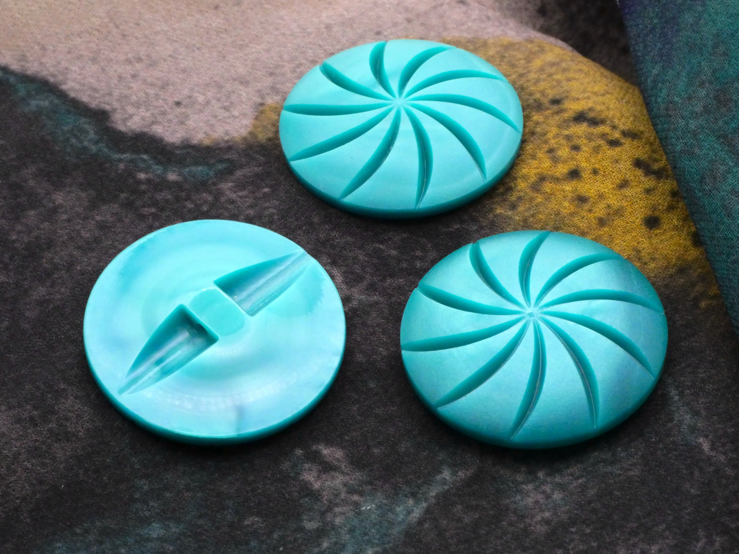 Teal Spiral Galactic Early Plastic Button 27mm