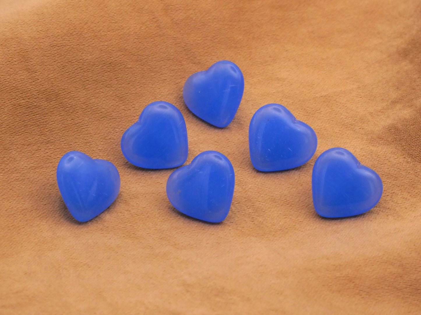 Czech Glass Hearts Pink Blue Small Button 10x11mm