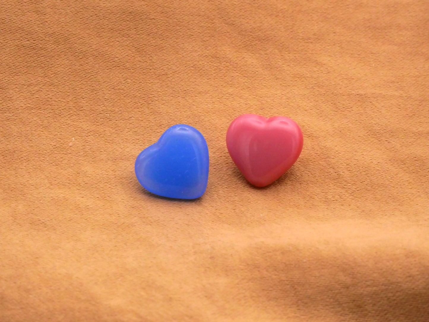 Czech Glass Hearts Pink Blue Small Button 10x11mm