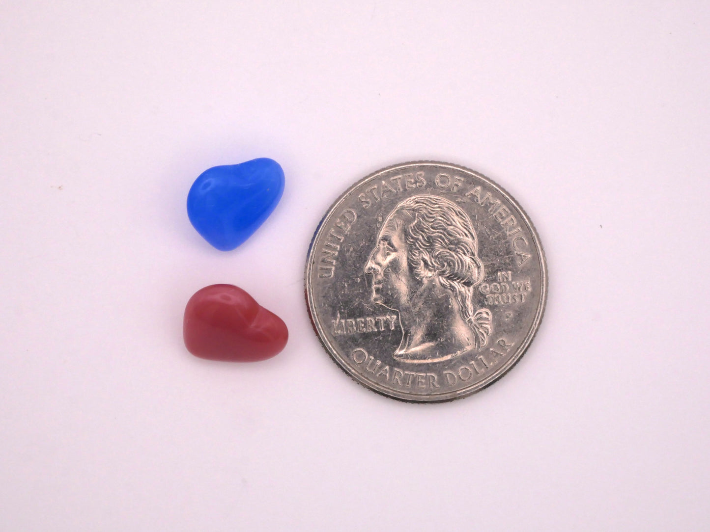 Czech Glass Hearts Pink Blue Small Button 10x11mm