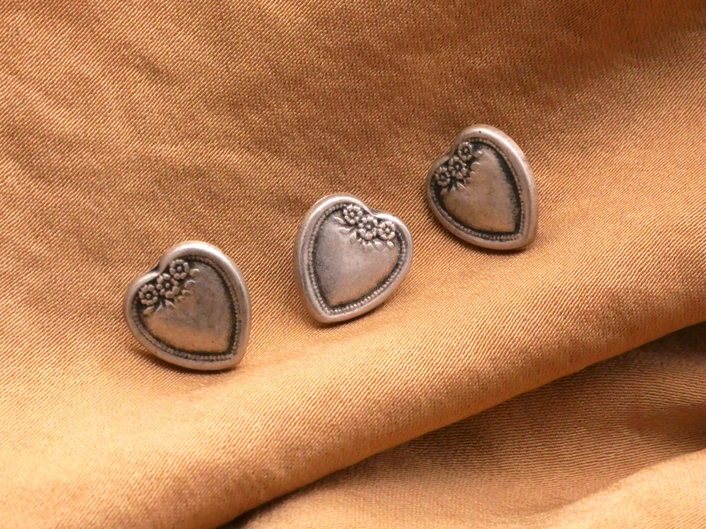 Tiny Metal Heart Pair of Buttons 11mm