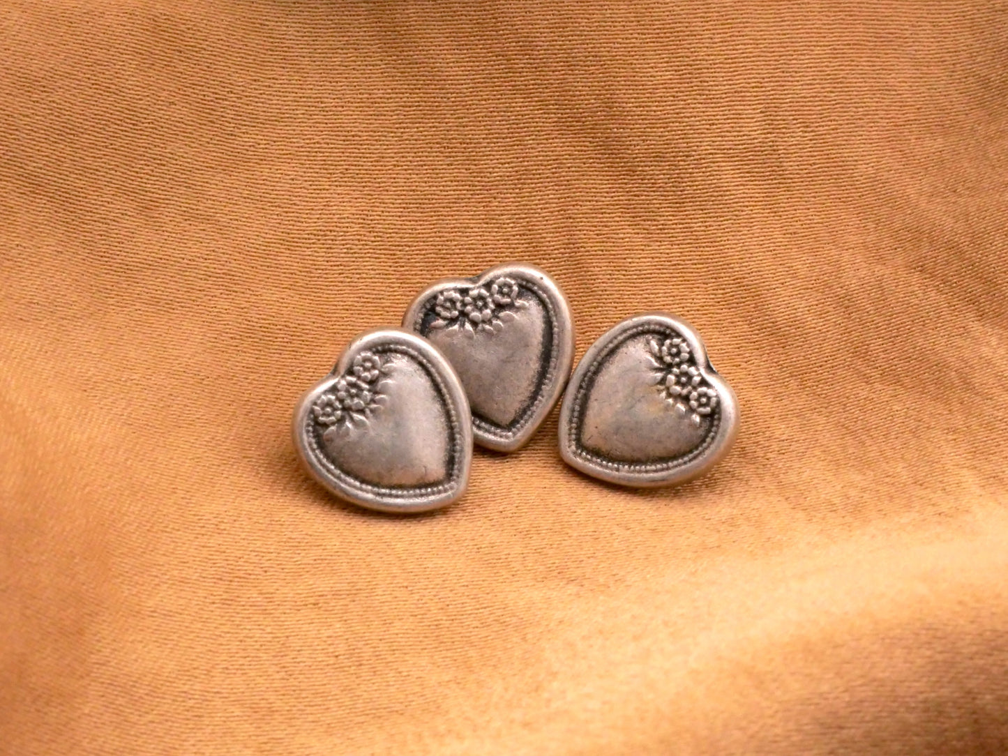 Tiny Metal Heart Pair of Buttons 11mm