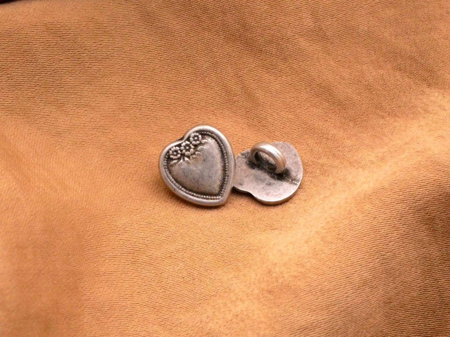 Tiny Metal Heart Pair of Buttons 11mm