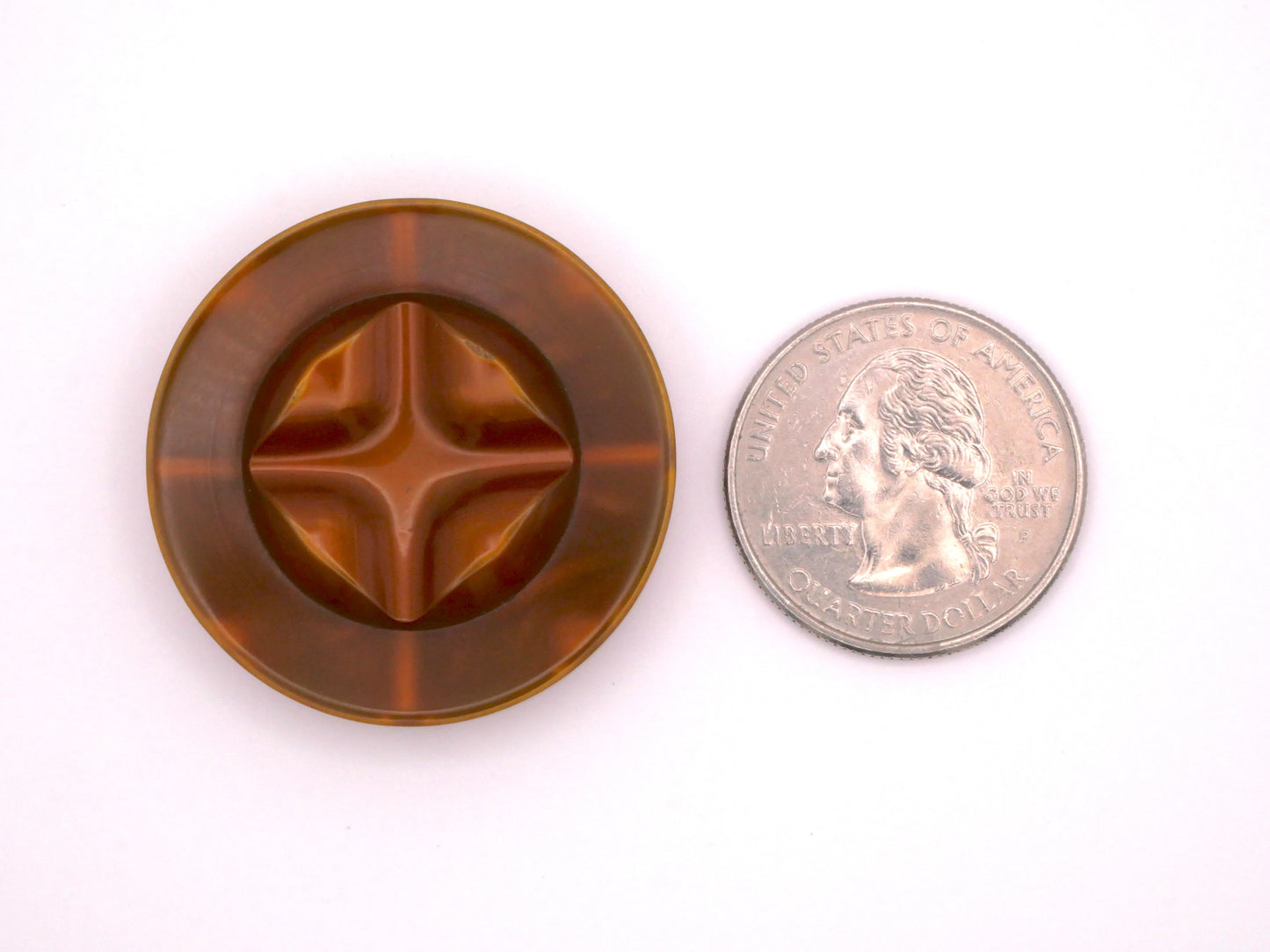 Lucite Topaz Tortoiseshell Look Large Vintage Button 35mm