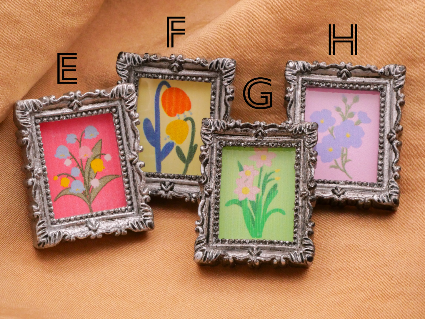 Flower Framed Painting Art Inspired Plastic Button Various 25x29mm