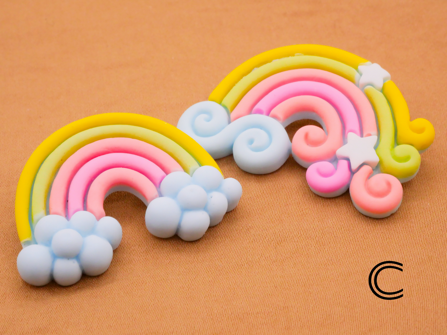 Rainbow Clouds Colorful Plastic Pair of Buttons Various 26-43mm