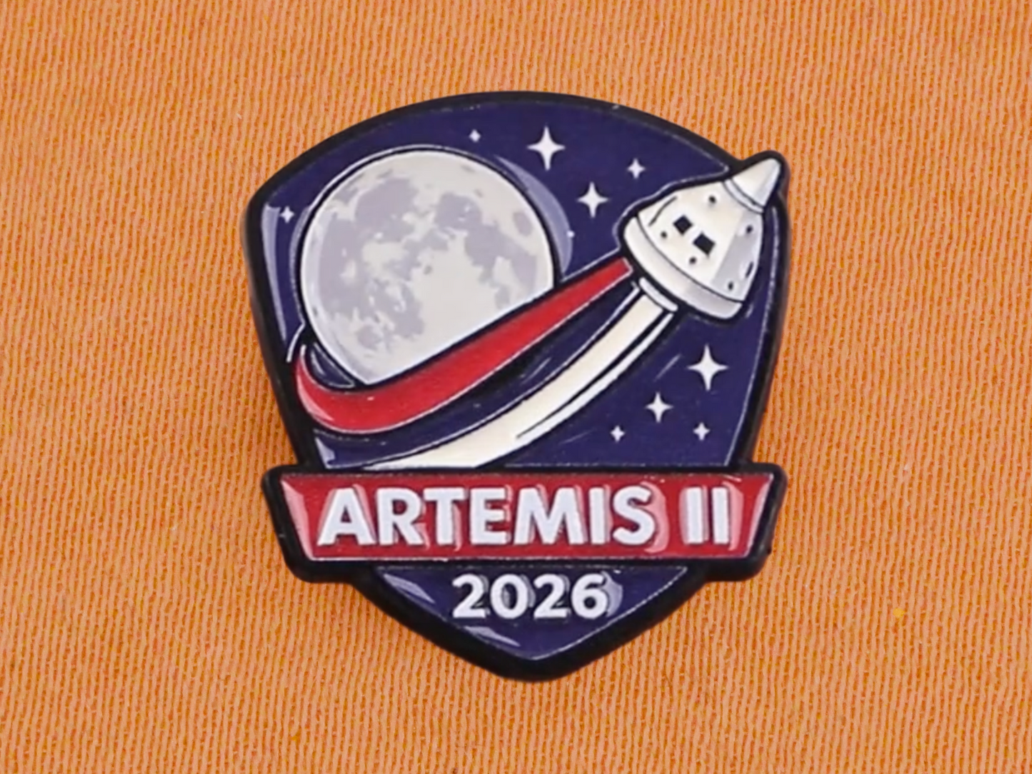 Artemis II Moon Spacecraft Enamel Metal Button 29x32mm