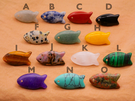 Fish Shape Stone Material Button Various 12x23mm