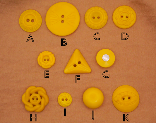 Yellow Housecoat Vintage Plastic Button Various 11-28mm
