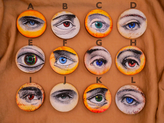 Eye Print Design Large Wood Button Various 37mm