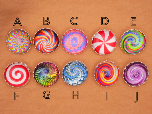 Circus Hypnotizing Glass Silver Metal Button Various 21mm