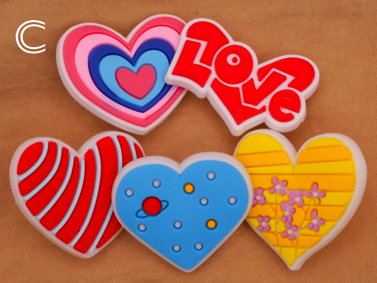 Heart Playful Fun Bendable Soft Plastic Set of Five Buttons Various 21-30mm