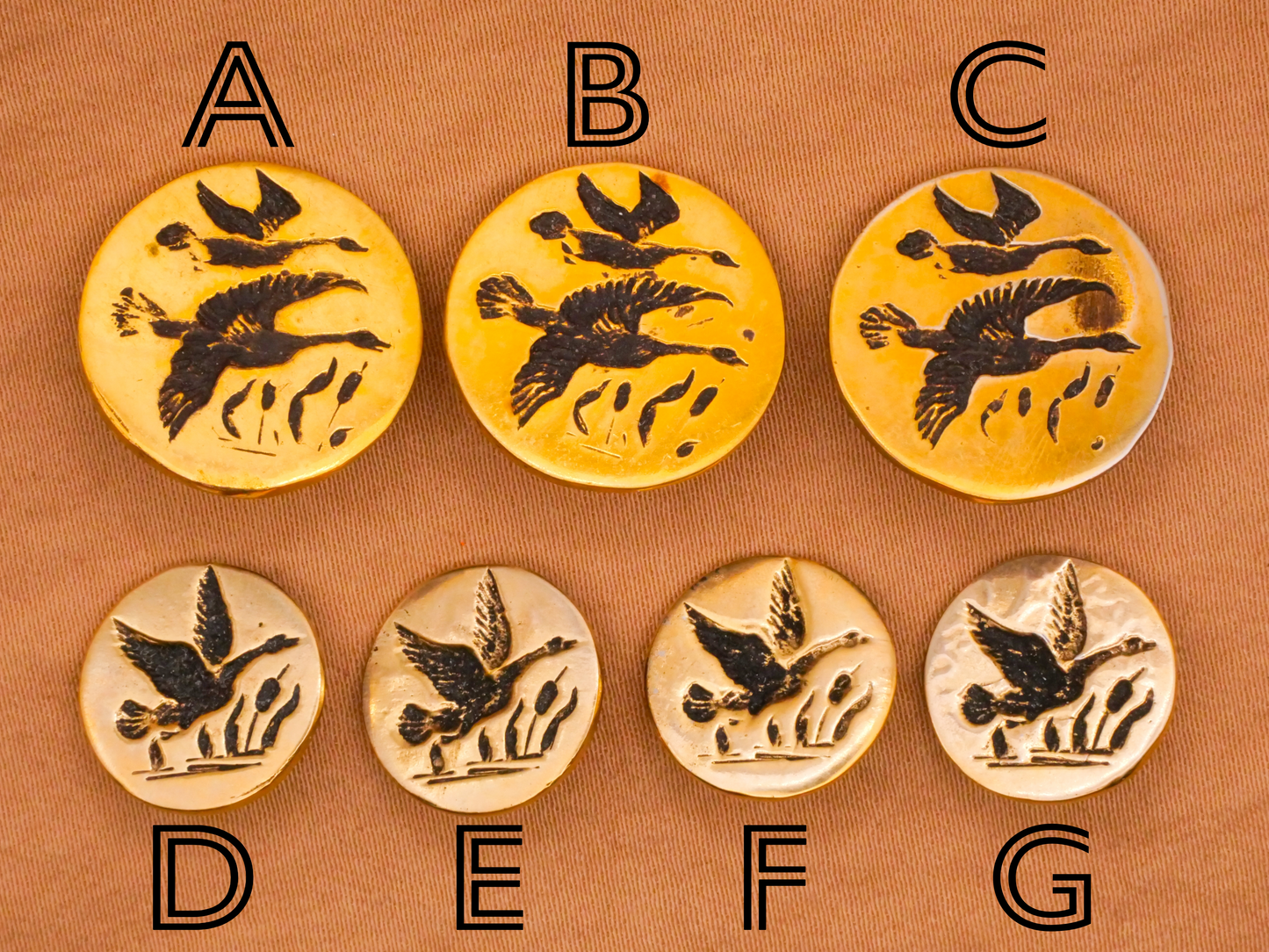 Goose Geese Reeds Vintage Brass Metal Button Various 14-18mm