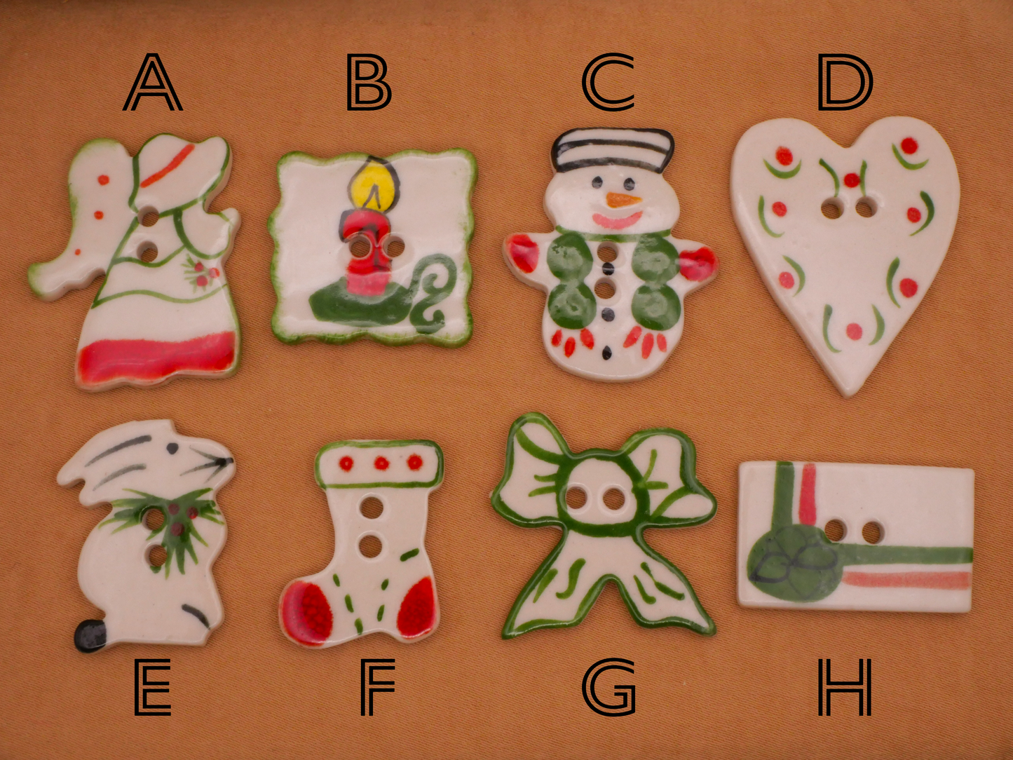 Christmas Holidays Hand-Painted Ceramic Button Various 18-35mm