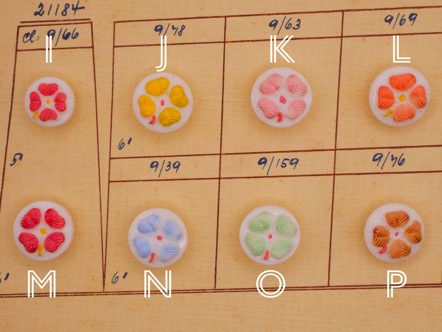 Clover Shamrock Sample New Old Stock Glass Button Various 11-13mm
