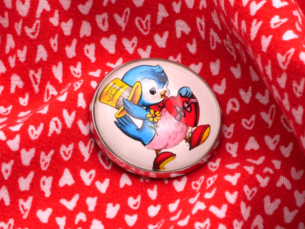 Valentine Button Vintage Valentine Card Glass Dome Button 27mm – Button Button
