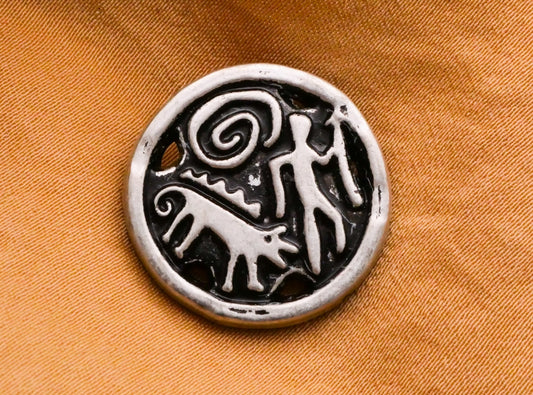 Walkabout Hiking Man and Dog Metal Button 21mm