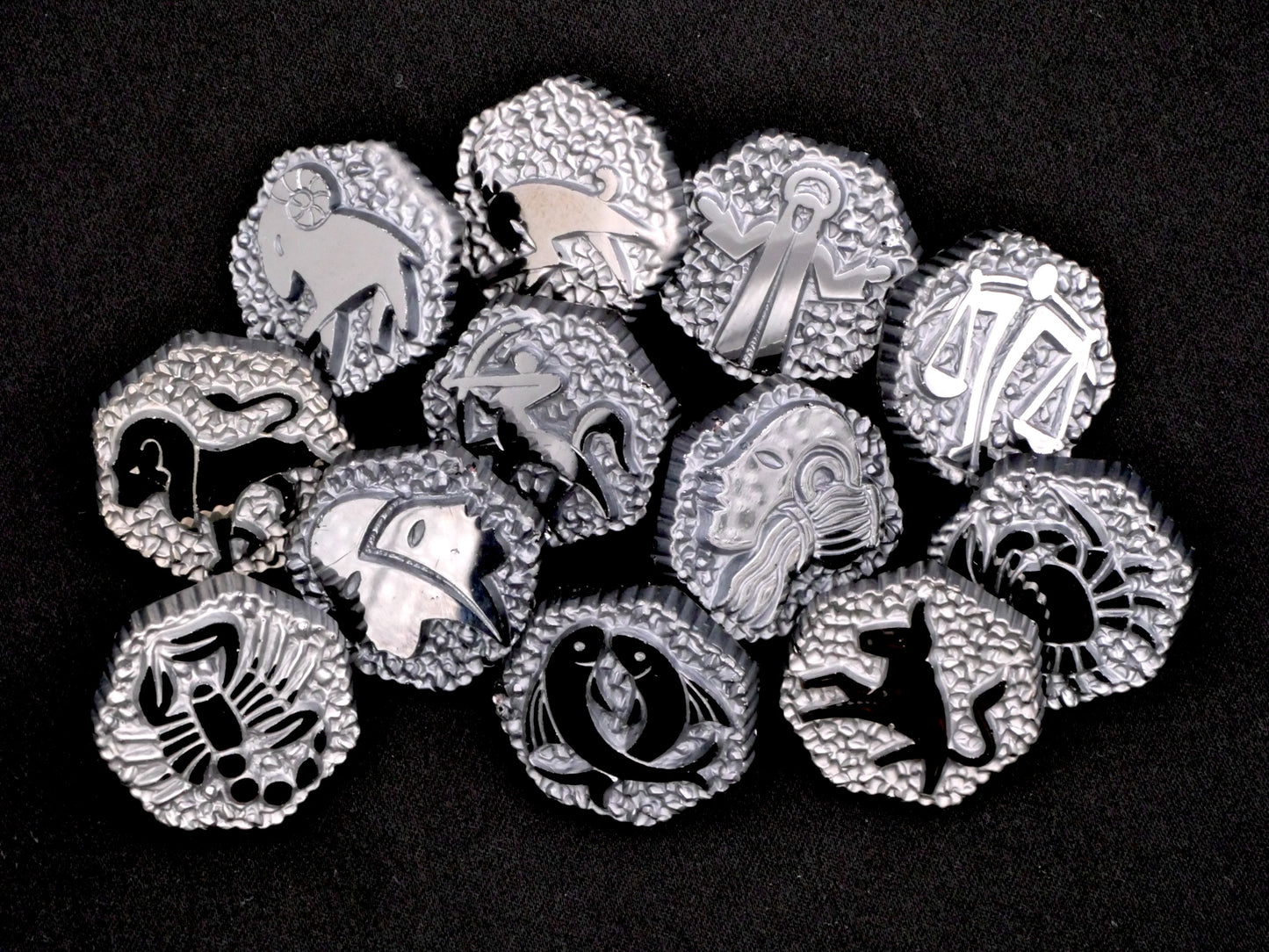 Zodiac Sign Carved Hematite Natural Button Various 19mm