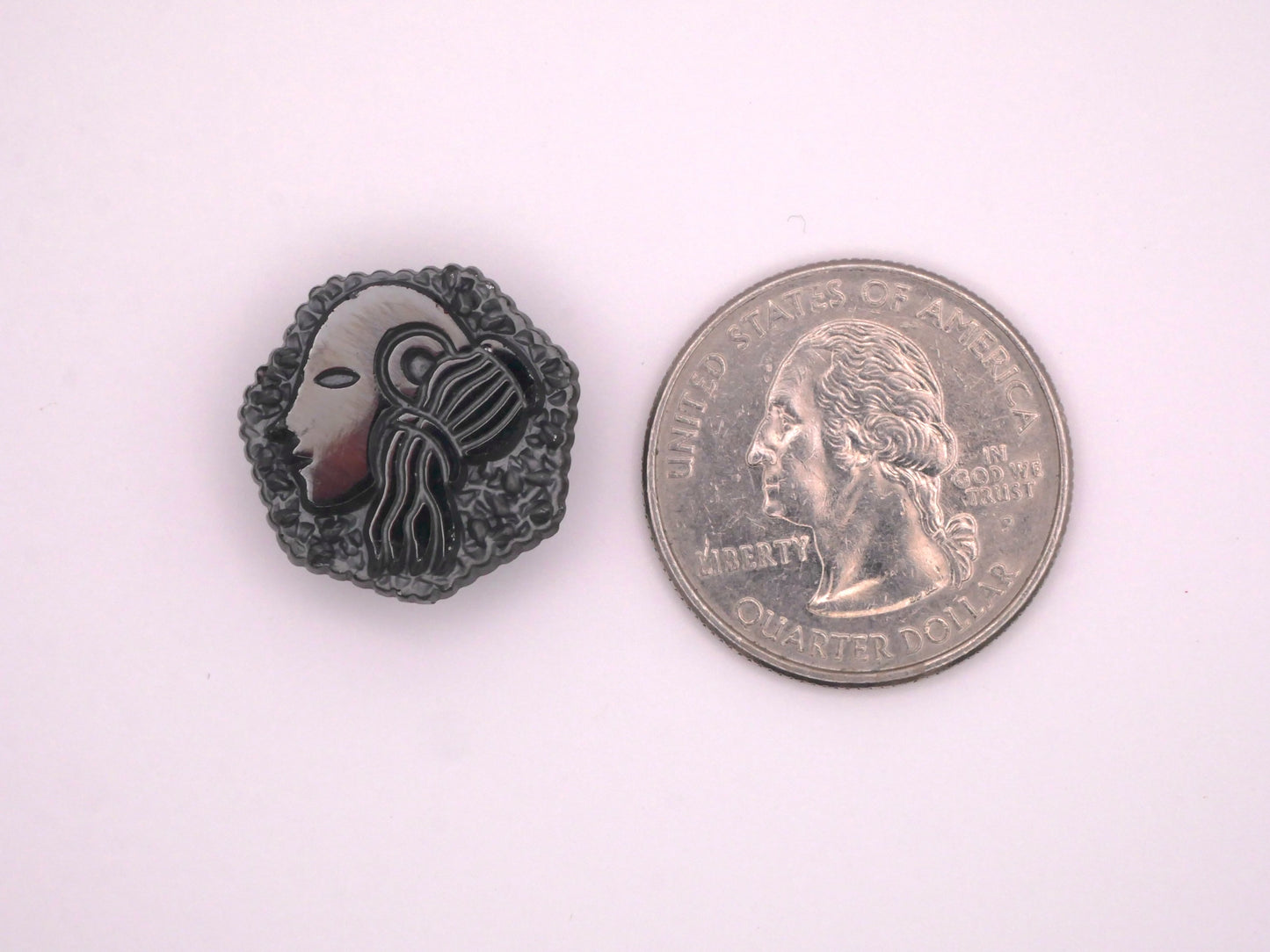 Zodiac Sign Carved Hematite Natural Button Various 19mm